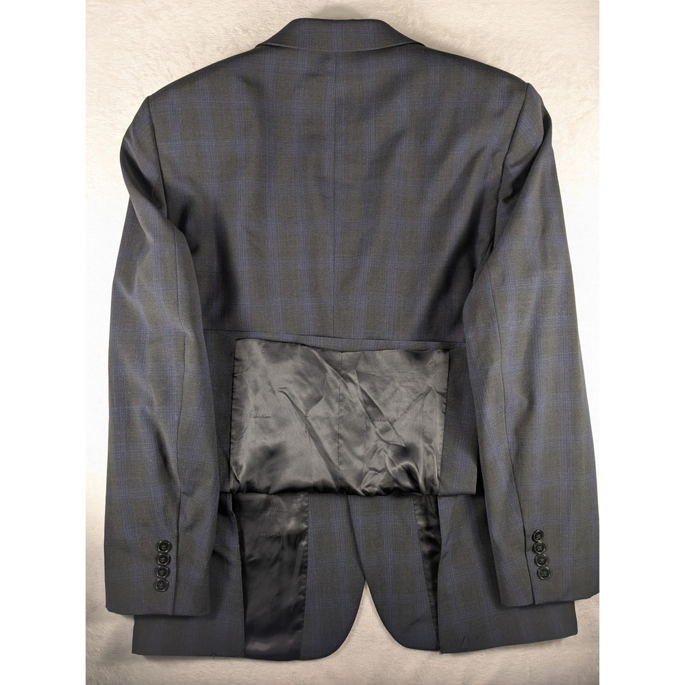 Calvin Klein Men's Wool Natural Stretch Plaid Suit 40R Pants 35x31 (Mint) - Picture 10 of 15